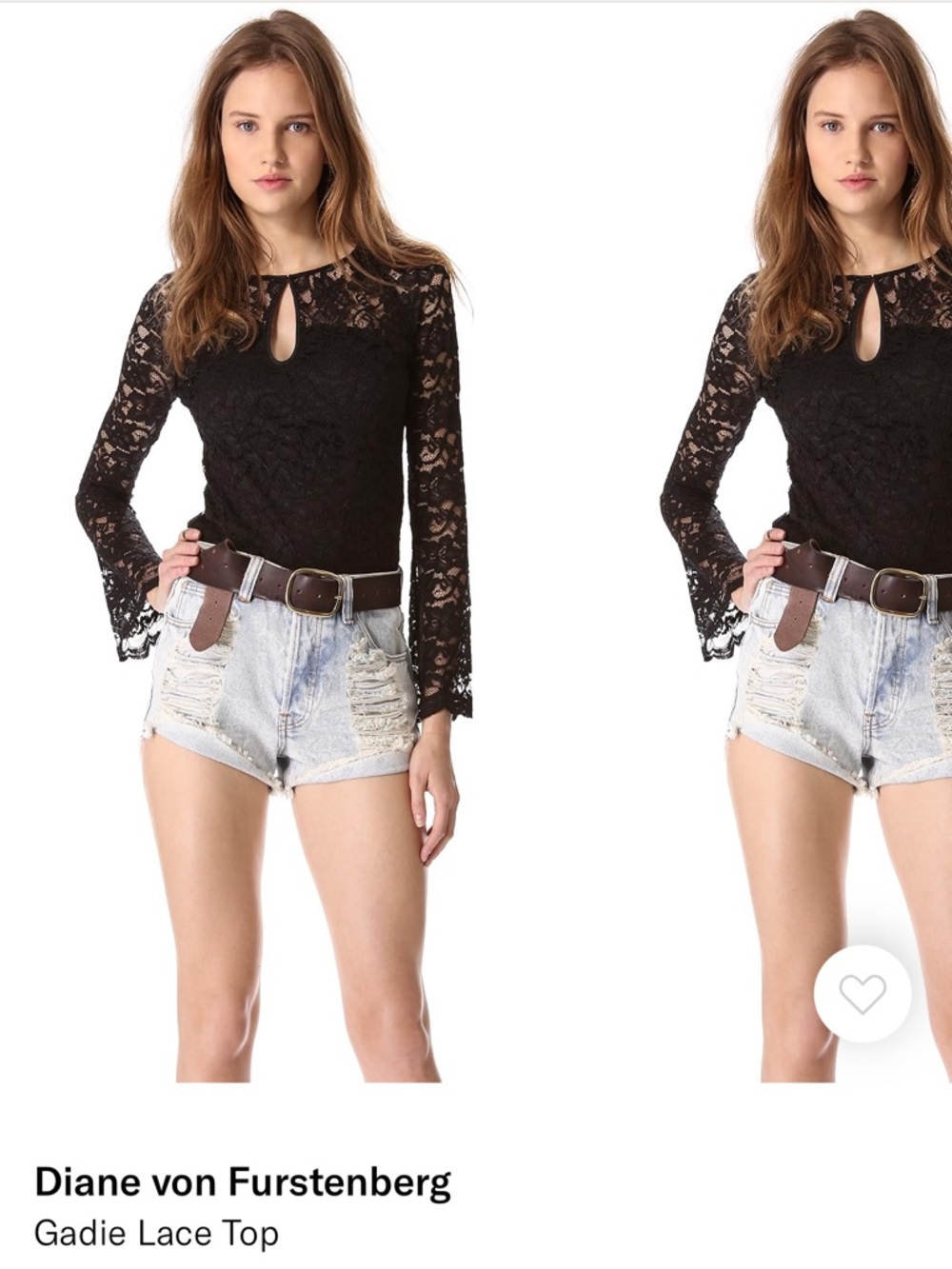 Diane von Furstenberg Black Lace Keyhole Top